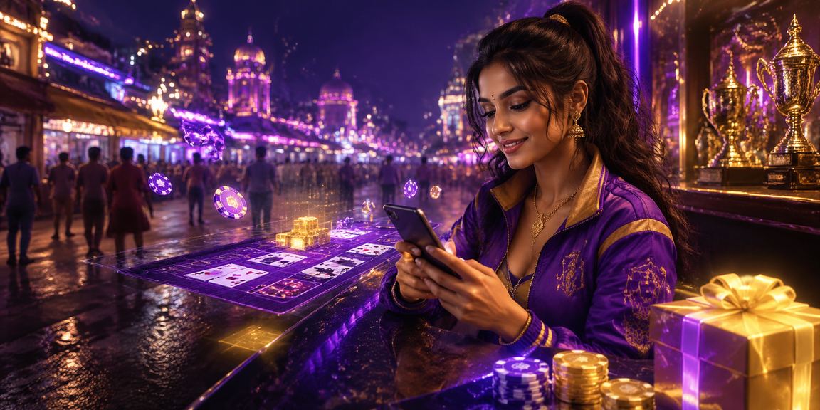 Live casino enthusiast shopping and betting in an Indian night market